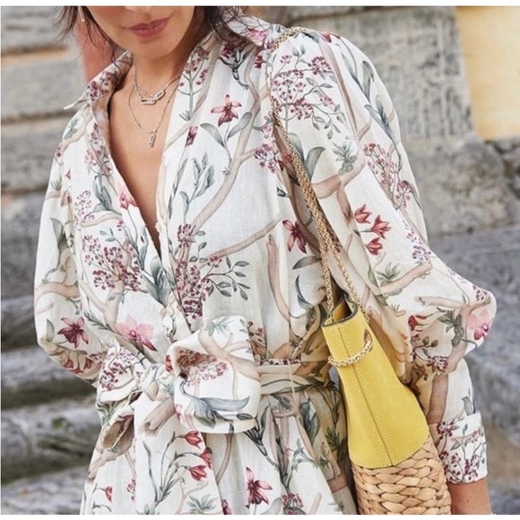 Johanna Ortiz floral tropical linen midi dress sz XS - Picture 10 of 10